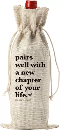 1 Pcs Funny New Chapter Wine Bag New Beginnings Gifts for Women Men Farewell Gifts for Friends Going Away Gifts for Coworkers Women Men Moving Away Gifts for Friends New Teacher Gifts