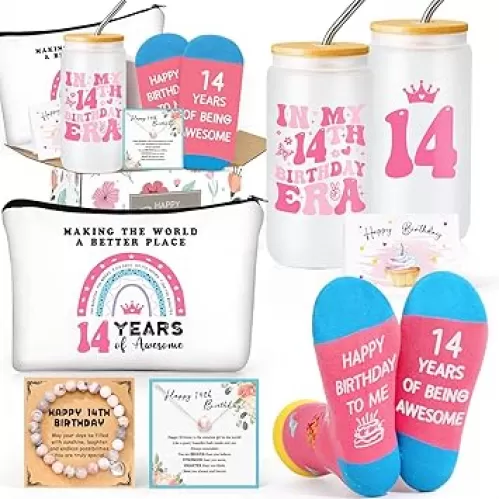 14 Year Old Girl Birthday Gifts, 14th Birthday Gift Set for Teen Girls, Best Gifts for 14 Year Old Girls, Trendy Teen Girl Gift Basket, 14th Bday Decorations Box for Her