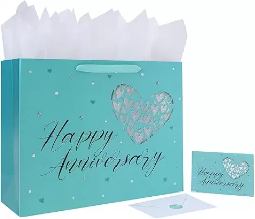 16.5” Extra Large Gift Bag Set with Handles, Greeting Card, Tissue Papers and Stickers for Valentine