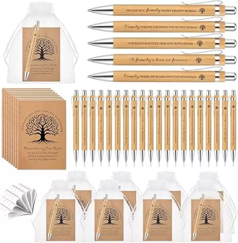20 Sets Family Reunion Favors Family Notebook Class Reunion Favors Remembering Our Roots Mini Journal Notepads Inspirational Bamboo Ballpoint Pen Gifts Party Decoration