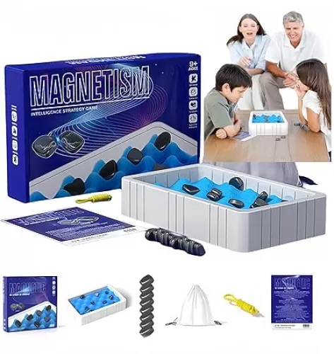 2024 New Portable, Magnetic Chess Game, Intellectual Battle Game, Strategy Game for Children and Adults, Fun Family Party Game, Multiplayer Magnetic Board Game, Fun Puzzle Gift… (Set A)