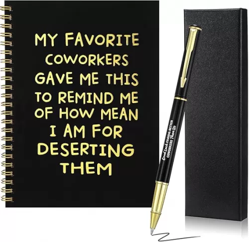 3 Pcs Farewell Gift for Coworkers Set, Include Gold Hardcover Notebooks and Funny Ball Point Pen Gift with Box for Coworker Leaving Appreciation Good Luck Finding Better Colleague