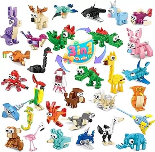 30 Pack Mini Animal Building Blocks Party Favors for Kids with 90 Models, Classroom Prizes, Birthday Gifts, Easter, Christmas, Valentine
