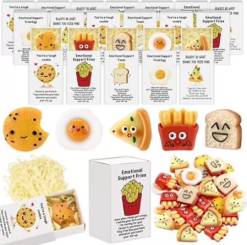 35 Set Bulk Gifts Employee Appreciation Gifts for Coworker Back to School Desk Pets for Student Teacher Thank You Emotional Support Cute Resin Ornaments with Cheer up Card Box (Toast)