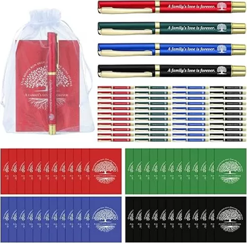 48 Set Family Reunion Favors Family Reunion Gifts Notebook and Pen Set Bulk Mini Tree Pocket Notebook Love Ballpoint Pens with Bags for Party Guest