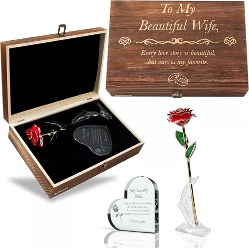 Anniversary for Wife Engraved Wooden Gift Set 