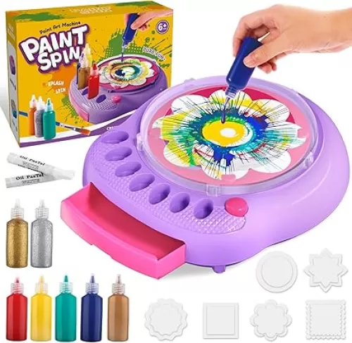 Arts and Crafts for Kids Ages 4-8, Paint Spin Art Machine Kit, Art Craft Set for 6-9 Year Old, Cool Painting Spinner Toys Kits Set, Art Supplies Birthday Gifts for Boy Girl Ages 6 7 8 9 10 11 12 Purple