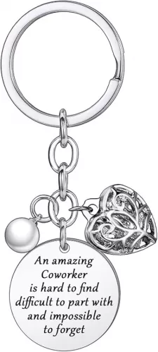 BESPMOSP Coworker Leaving Heart Keychain - Amazing Colleague Is Hard to Find, Difficult to Part With, Impossible to Forget - Goodbye Gifts for Best Coworker, Colleague and Boss