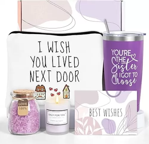 Best Friend Birthday Gifts for Women - Unique Spa Basket Friendship Gifts for Women, Sister, Bestie, BFF (Purple)