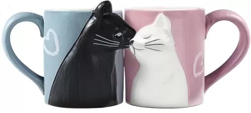 BigNoseDeer Couple Gifts Cute Kissing Cat Mug Matching Couples Stuff Ceramic Coffee Mugs for Wedding Gifts Anniversary Engagement Gift for Couples Cat Lovers 12oz