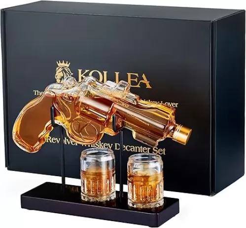 Birthday Gifts for Men Dad, Kollea Gun Whiskey Decanter Set with Shot Glass, Cool Anniversary Christmas Gifts Ideas for Him Husband Brother, Funny Military Retirement Present, Home Bar Drinking Party