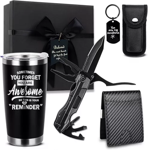 Birthday Gifts for Men Funny Christmas Gifts Baskets for Him Father’s Day for Dad Anniversary Who Have Everything for Husband, Boyfriend, Brother, Son, Grandpa Tumbler Multitool Gift Set