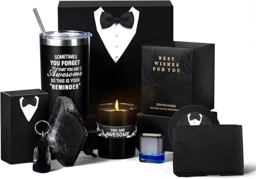 Birthday Gifts for Men Who Have Everything, 8 Pcs Premium Gift Baskets for Men, Birthday Gift Basket for Him Gifts for Dad, Boyfriend, Husband, Brother, Gift sets for Father