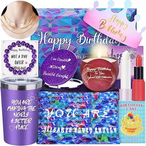 Birthday Gifts for Women - Unique Inspirational Theme Happy Birthday Gift for Her/Friendship/Sister/Best Friend/Mom/Girlfriend/Wife/Teen Girls/Bestie, Self Care Basket Box Set Gifts for Women