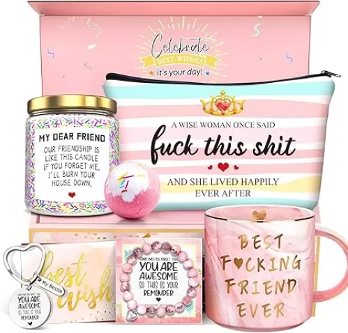 Birthday Gifts for Women Best Friends, Friendship Gifts for Women Her BFF Female Friends Bestie Sister Gift Basket from Sister Lavender Scented Candles 12oz Tumbler