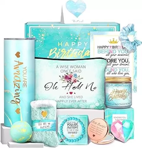 Birthday Gifts for Women, Happy Birthday Gift Basket Set for Her, Mom, Wife, Daughter, Sister, Girlfriend, Coworker, Unique Relaxing Spa Birthday Gift Idea for Women 30th, 40th, 50th, 60th