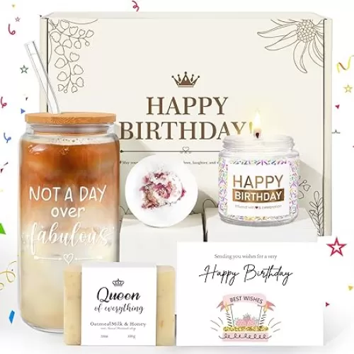 Birthday Gifts for Women Happy Birthday Gift Baskets for Women Unique Not A Day Over Fabulous Mug Gift ideas Pink Gifts Box Set Presents for Her Friends Mom Sister Wife Coworkers Daughter Aunt Mom