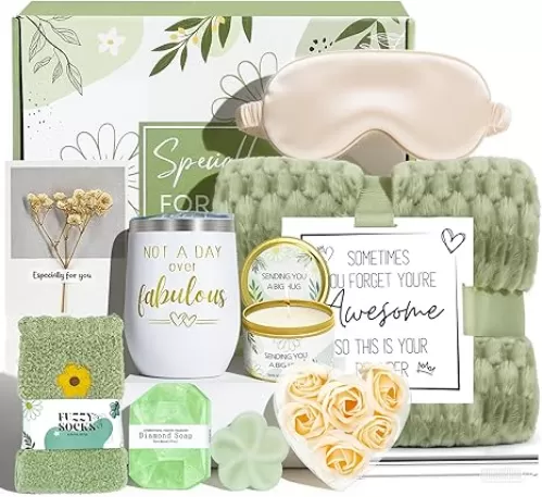 Birthday Gifts for Women, Self Care Gift Get Well Soon Gifts Basket for Women, Flower Relaxing Spa Gift Basket Bath Set, Unique Luxury Self Care Box Gift for Mom Her Wife Sister Girlfriend, Girl Friend
