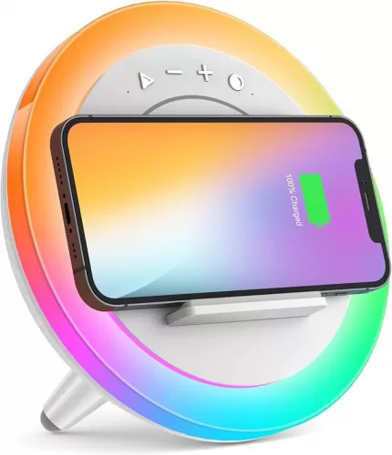 Bluetooth Speaker Night Lightsr, Wireless Charging Modern Speaker, Best Teenage Birthday Gift Ideas Tween Girls Gifts/Please use The Original Adapter