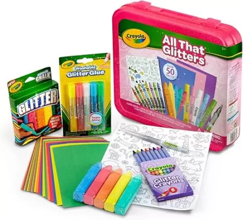 Crayola All That Glitters Art Case (50+pcs), Glitter Crayons & Coloring Supplies, Kids Art Set, Gifts for Girls & Boys, Ages 5+
