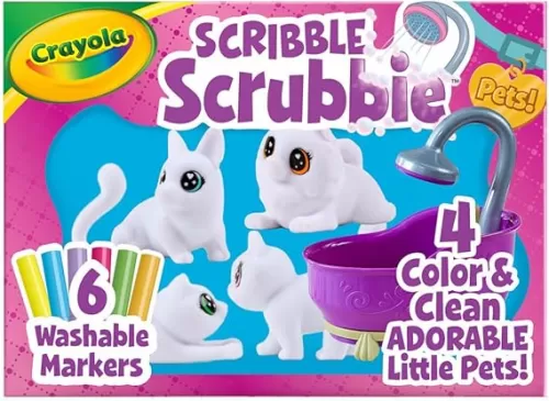Crayola Scribble Scrubbies Tub Set (4 Pets), Washable Pet Care Toy, Coloring Animal Craft, Toys for Girls & Boys, Gifts for Kids, Ages 3+
