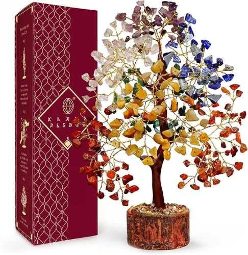 Crystal Tree of Life 7 Chakra Healing Crystal Trees for Home Decor, Office Desk Decor, Living Room Decor, Handmade Bonsai Trees for Positive Energy, Money, Good Luck Birthday Gifts for Women, Mom
