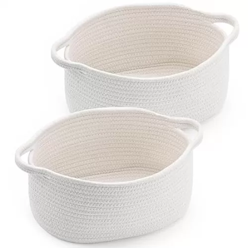 Cute Woven Storage Basket with Handle, Baskets for Gifts Empty, Gift Baskets for Birthday Baby Shower Raffle Burr Fundraising, Decorative Organizer Box for Baby Toy Pet, 13" D x 8" W x 6" H