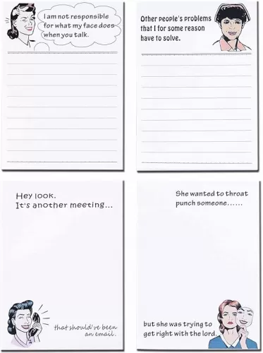 DUGUTUL 4 Funny Novelty Memo Pads, 4 x 5.5 in(10x14cm), 200 sheets, Coworker Gifts for Women, Funny Notepads for Office, Women Office Note Pad, Perfect Novelty gift for Boss, Coworker, Friend or Family(A)