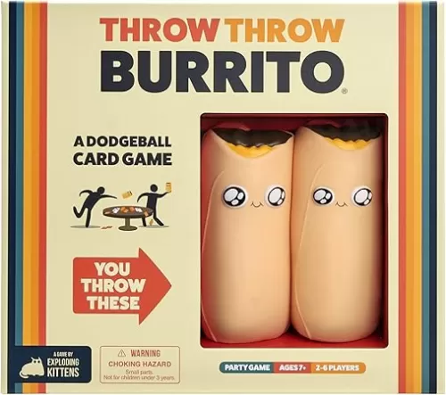 Exploding Kittens Throw Throw Burrito 2-6 Players - Ages 7+ - 15 Minutes to Play - Dodgeball Card Game - Party Game, Family Game Night, Kid and Adult Card Game
