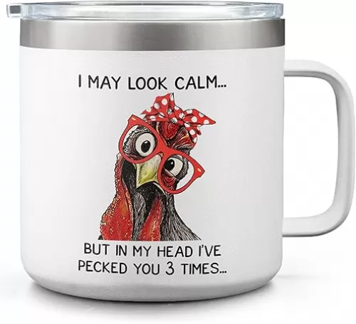 Funny Gifts For Women - Birthday, Christmas Gift For Friend, Bestie, Mom, Dad, Grandparents, Sister, Coworker, Boss, Colleague - Gift For Mothers Day & Fathers Day - Rooster 14oz Coffee Mug