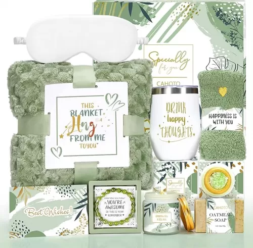 Get Well Soon Gift with Blanket, Self Care Gift basket Birthday Gift for Women, Self Care Relaxing Spa Gift Basket with Blanket, Thinking of You Gift for Mom Wife Sister Best Friend Aunt