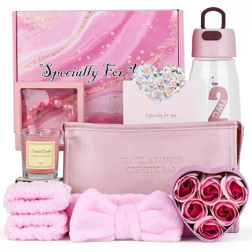 Gift Set for Women, Pink Gift Box Basket, Unique Gifts for Women Her , Sisters, Daughter, Mom, Girlfirend, Wife, Coworker, Best Friend Birthday Gifts, Teen Girl Gifts, Mother Day Gifts, Personalized Gifts
