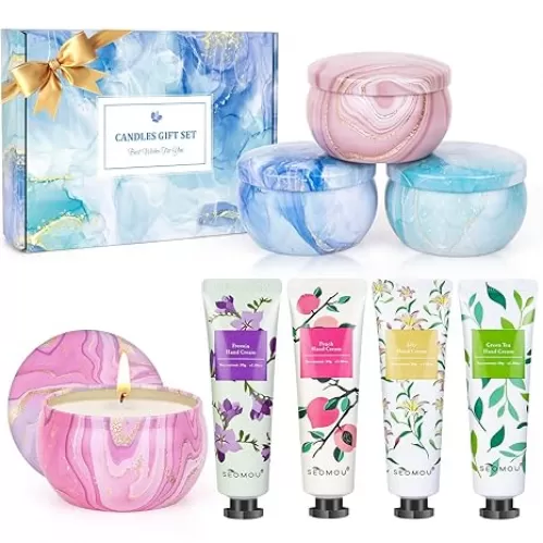 Gifts for Women - Candles Gift Set & Hand Cream Lotion Set (8 Pack), Ideal for Birthday Gifts, Teacher Appreciation Gifts, Christmas Gifts Set, Stocking Stuffers for Mom, Friend, Coworker