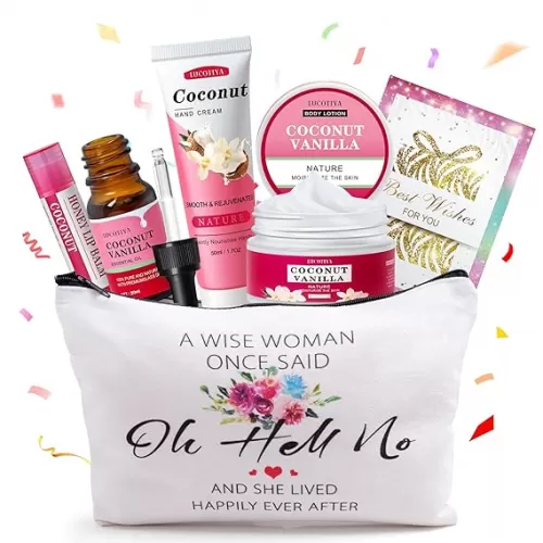 Gifts for Women, Birthday Gifts Friendship Gifts for Women, Travel Size Coconut Vanilla Spa Gifts for Her Mom Sister Friends, Unique Gift Set Ideas for Woman