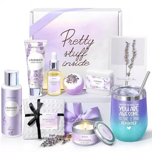 Gifts for Women Spa Gifts Baskets for Women Birthday Gifts Lavender Bath and Body Sets Mothers Day Gifts Relaxing Self Care Get Well Gift for Mom Her Girlfriends Sister Teacher Friends Coworkers