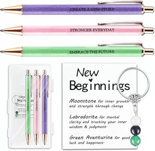 Going Away Gifts for Coworkers Women New Beginning Gifts Farewell Gift Crystal Keychain Fancy Pen Set Divorce Gift Goodbye Present Inspirational Encouragement Leaving Job Presents Office Present