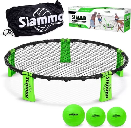 GoSports Slammo Game Set (Includes 3 Balls, Carrying Case and Rules) - Outdoor Lawn, Beach & Tailgating Roundnet Game for Kids, Teens & Adults
