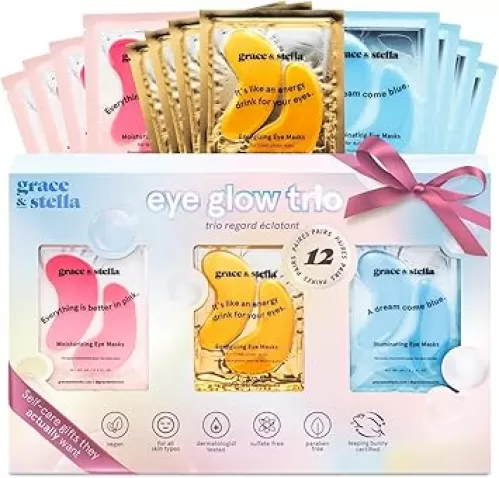 grace & stella Under Eye Patches (12 pairs) Eye Masks for Puffy Eyes and Dark Circles - Birthday Gifts for Women, Bachelorette Party Favors, Bridesmaid, Self Care and Relaxation Gifts for Her - Vegan