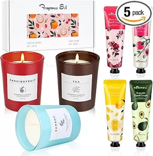 Hand Cream Gifts for Women, Scented Candle Gift Set，Hand Lotion for Dried Cracked Hands, Travel Size Mini Hand Lotion, Women Gift Box for Birthday Christmas Valentines Day Bridesmaid Proposal
