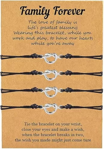 HUASAI 2/3/4/5/6 Pcs Family Bracelets Knot Family Bracelets Set Friendship Gift for Family Best Friends Women Men Stocking Stuffers for Christmas