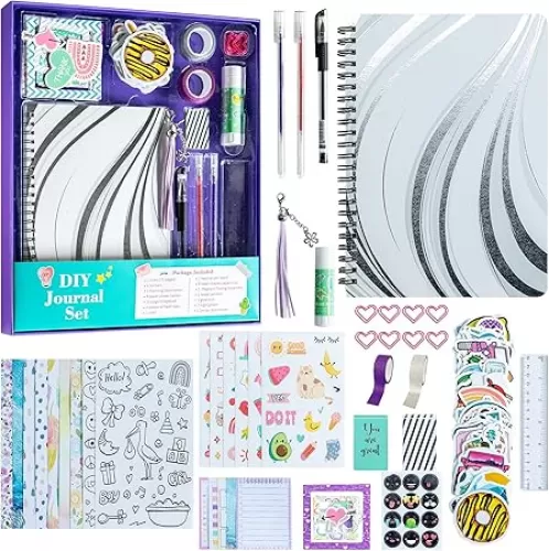 Journal Kit for Girls Ages 8-12, Scrapbook Diary Teen Birthday Gifts Notebook Stationary Set