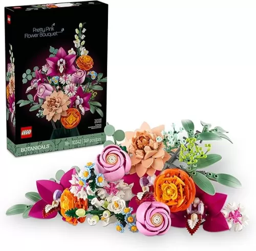 LEGO Botanicals Pretty Pink Flower Bouquet Building Set for Adults - Gifts for Anniversary for Women & Men - Artificial Flowers for Decor or Table Display - 10342