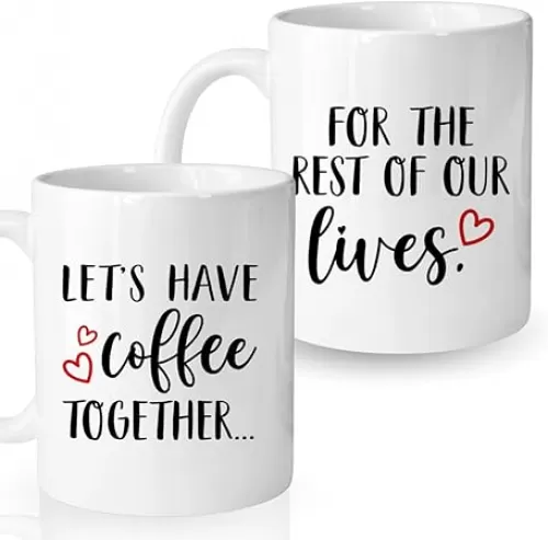 Matching Couple Mugs Set Of 2, Mr And Mrs Coffee Cups, Romantic Valentine & Wedding Gift For Couples, His And Hers Christmas Or Engagement Present, Engagement Gift Ideas