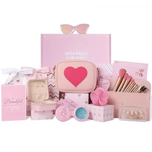 MH MYLUNE HOME Christmas Gifts for Teen Girls, Pink Gifts Basket Birthday Graduation Gifts box Set for Teen Tween Girl Age 6-18, 8 Individually Wrapped Gifts in 1 Box & Fun Task Tags