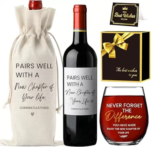New Job Gifts Going Away Farewell Gifts for Friends Coworker Teachers Boss Women New Beginning New Business Owner Gifts Pairs Well With A New Chapter of Your Life Wine Bag Glass Set