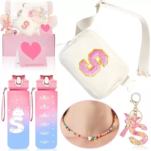 Personalized Fanny Pack for Girls, Gift Sets for Teen Girls, Birthday Gifts for 4 5 6 7 8 9 10 11 12 13 Year Old Girl, Initial Crossbody Bag Belt Bag for Girl Kids (S)