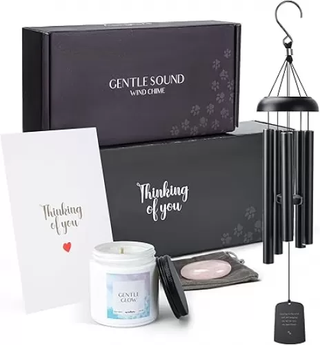 Pet Memorial Gifts for Dogs - Loss of Dog Sympathy Gift Box and Dog Remembrance Gift with Memorial Wind Chime, Candle, and Comfort Stone