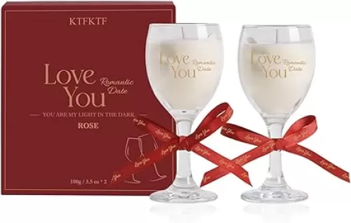 Rose Candles Gift Set - 2 Pack Romantic Candle for Women, Candles for Home Scented & Home Decor, Scented Candle Gift for Date Night/Anniversary/Birthday