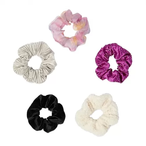 Scunci by Conair 5pk Snowflake Scrunchie Star Gift Box - hair accessories for women and teen girls - hair ties - teen girl gifts trendy stuff - scrunchies - Assorted Colors