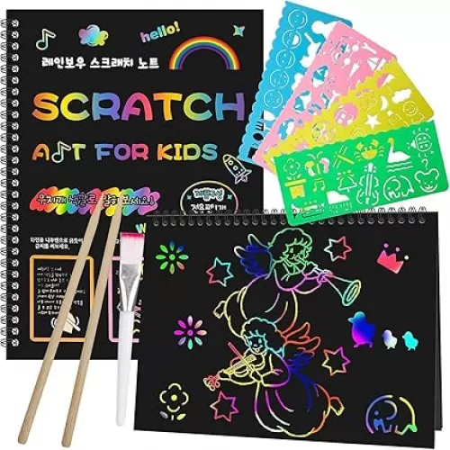 Smasiagon Scratch Paper Art Set for Kids: 2 Pack Scratch Off Arts Crafts Graduation Gifts for Kids Ages 3-12 Girls Boys Students Teens School Classroom Prizes Birthday Party Favor Games DIY Activity